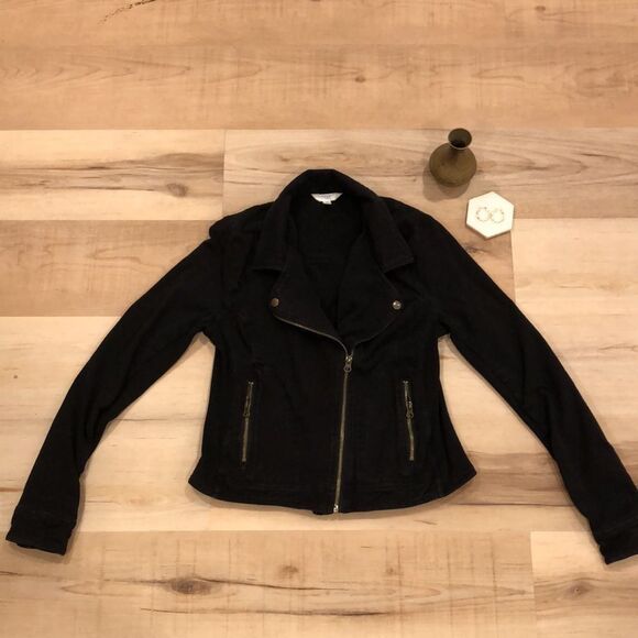 Black Zip-Up Jacket Time and Tru Size S - Picture 2 of 5